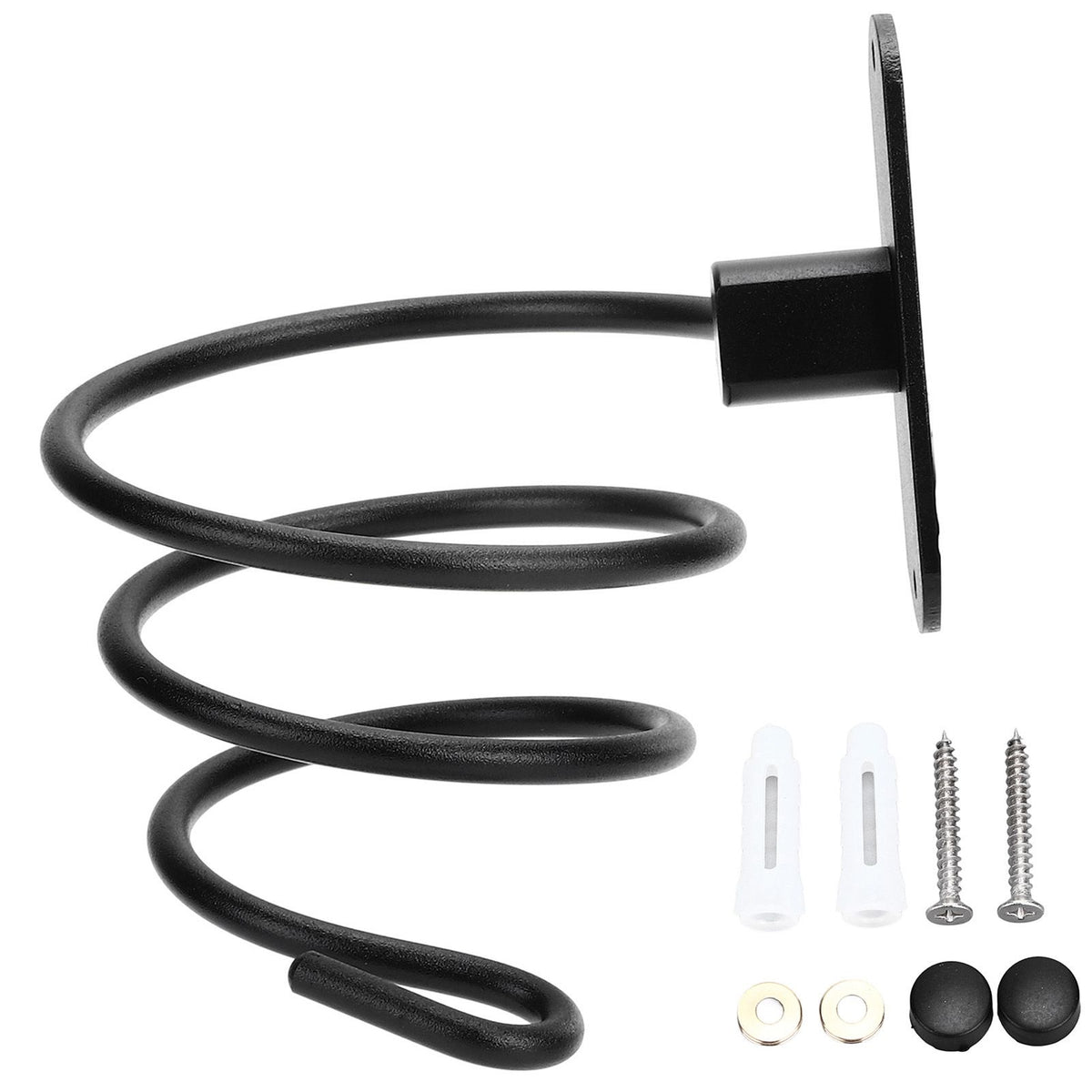 Hair Dryer Holder Wall Mounted Bathroom Blower Hanging Rack Organizer Punching Free Black