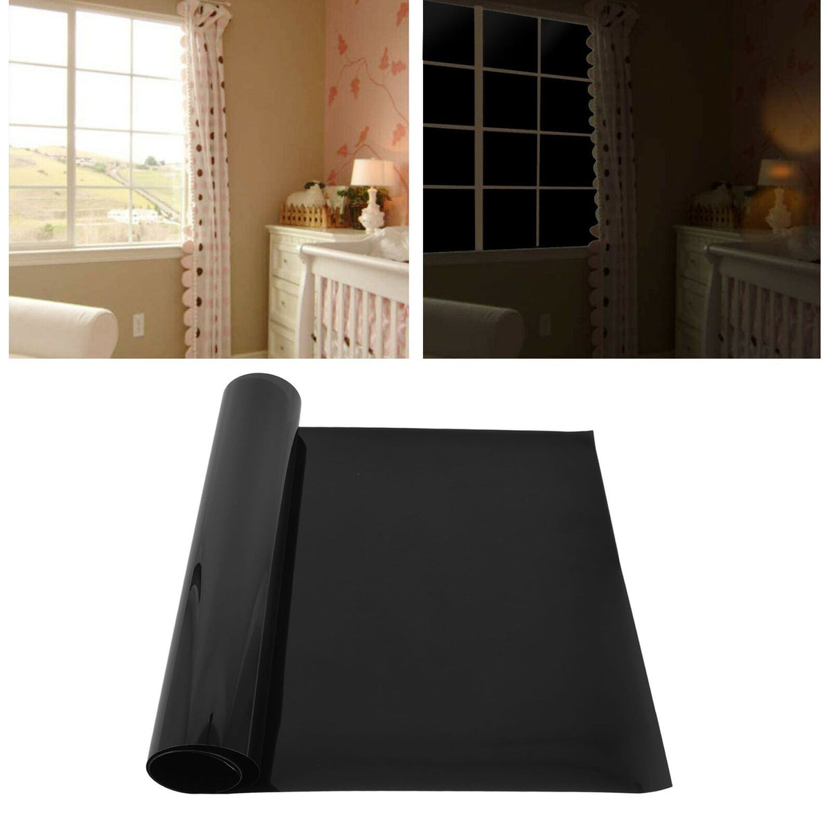 Total Blackout Window Film Anti Ultraviolet Explosion Proof Waterproof 16.3x78.7in Static Cling Glass Sticker for Office