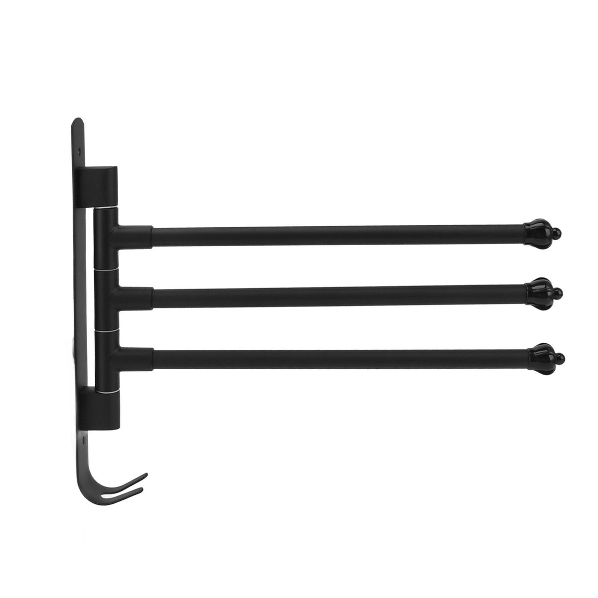 Stainless Steel Swivel Towel Hanger Holder Black Rotating Movable Towel Bar for Bathroom Wardrobe Kitchen3 Arms