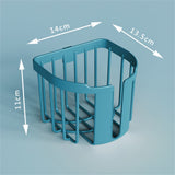 Wall Mount Paper Holder ABS Punch Free Smooth Toilet Tissue Box for Bathroom Kitchen WashroomBlue - Front View