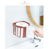 Wall Mount Paper Holder ABS Punch Free Smooth Toilet Tissue Box for Bathroom Kitchen WashroomRed - Side View