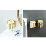 Wall Mount Paper Holder ABS Punch Free Smooth Toilet Tissue Box for Bathroom Kitchen WashroomYellow - Side View