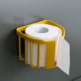 Wall Mount Paper Holder ABS Punch Free Smooth Toilet Tissue Box for Bathroom Kitchen WashroomYellow