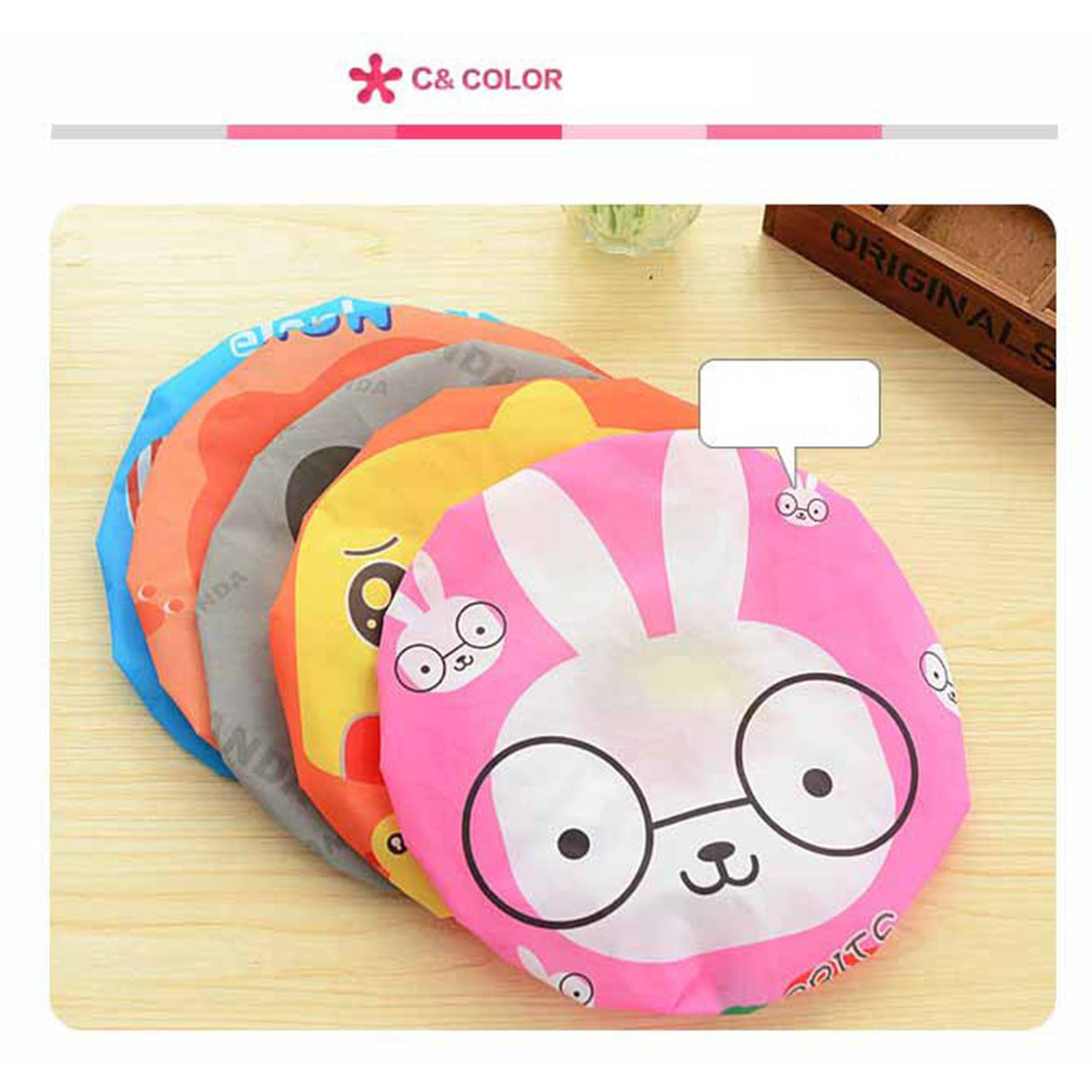 Bath Shower Cap Reusable Waterproof Kitchen Oilproof Hair Hat Cute Cartoon Design for Adults KidsRandom Style