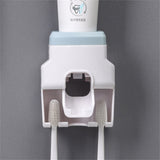 Automatic Toothpaste Dispenser Squeezer with Toothbrush Holder Wall Mounted for Bathroom Adults KidsBlue