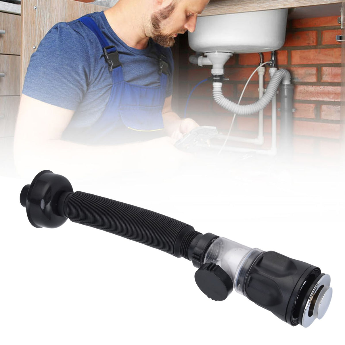 Basin Drain Pipe Wash Basin Sink Drain Hose Flexible PVC Water Pipe for Kitchen Bathroom BlackMulti Function with Bounce