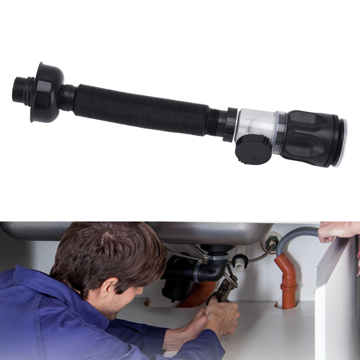 Basin Drain Pipe Wash Basin Sink Drain Hose Flexible PVC Water Pipe for Kitchen Bathroom BlackMulti Function with Bounce
