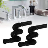 2Pcs Basin Drain Pipe Wash Basin Sink Drain Hose Flexible PVC Water Pipe for Kitchen Bathroom Black - Extra Image