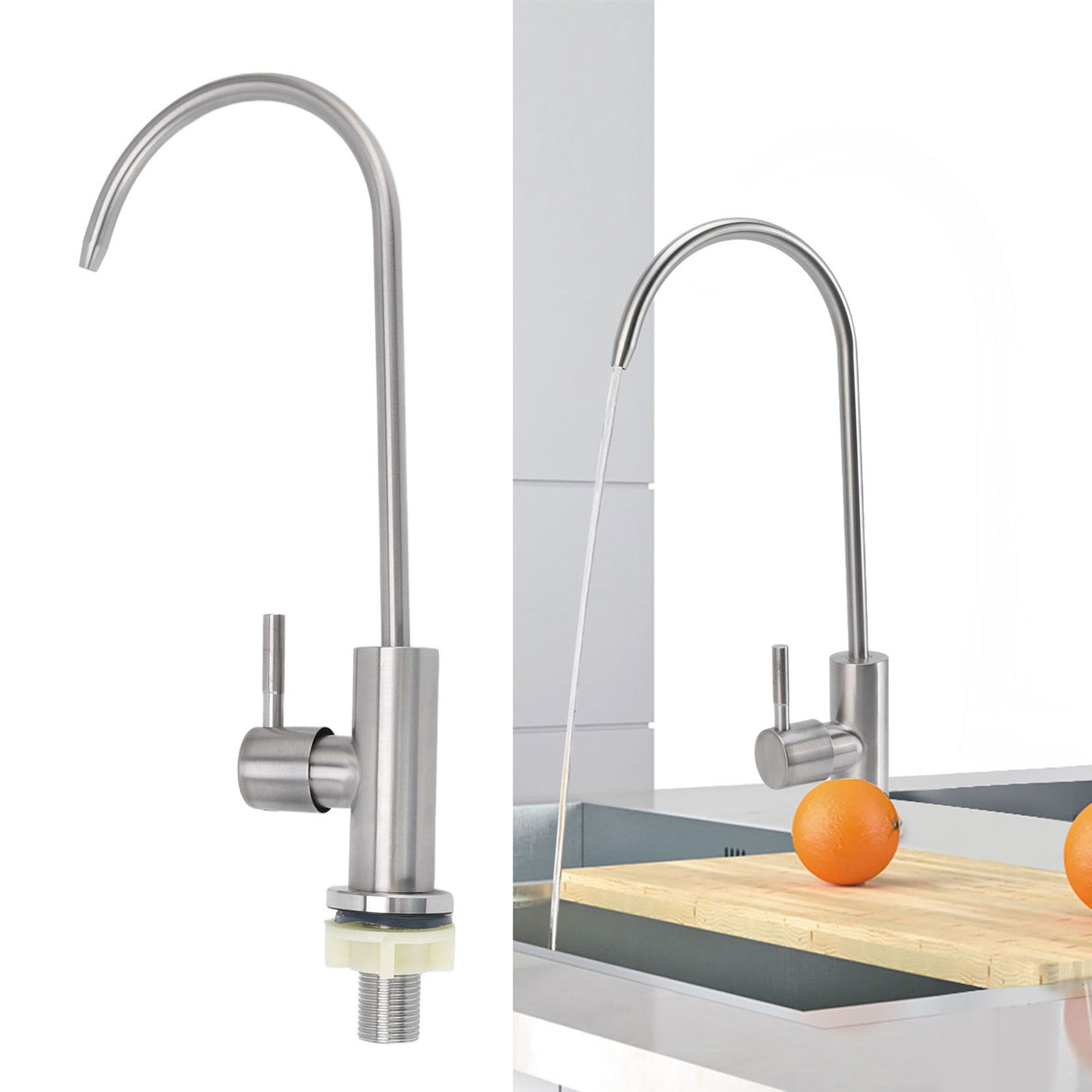G1/2 Water Purifier Faucet 304 Stainless Steel 360° Rotation Thickened Water Filtration Faucet for Kitchen Living Room