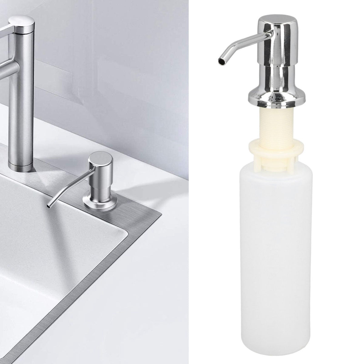 300ml Sink Soap Dispenser Lotion Pump Dispenser 304 Stainless Steel Lotion Dispenser for Kitchen Chromeplate