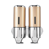 Wall Mount Soap Shower Dispenser Dual Pump 2 Separate Compartments Reusable Space Saving Shampoo Conditioner Dispenser 9506G Gold 1000ML