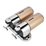 Wall Mount Soap Shower Dispenser Dual Pump 2 Separate Compartments Reusable Space Saving Shampoo Conditioner Dispenser 9506G Gold 1000ML