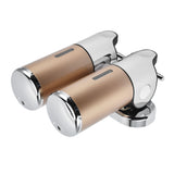 Wall Mount Soap Shower Dispenser Dual Pump 2 Separate Compartments Reusable Space Saving Shampoo Conditioner Dispenser 9506G Gold 1000ML