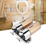 Wall Mount Soap Shower Dispenser Dual Pump 2 Separate Compartments Reusable Space Saving Shampoo Conditioner Dispenser 9506G Gold 1000ML