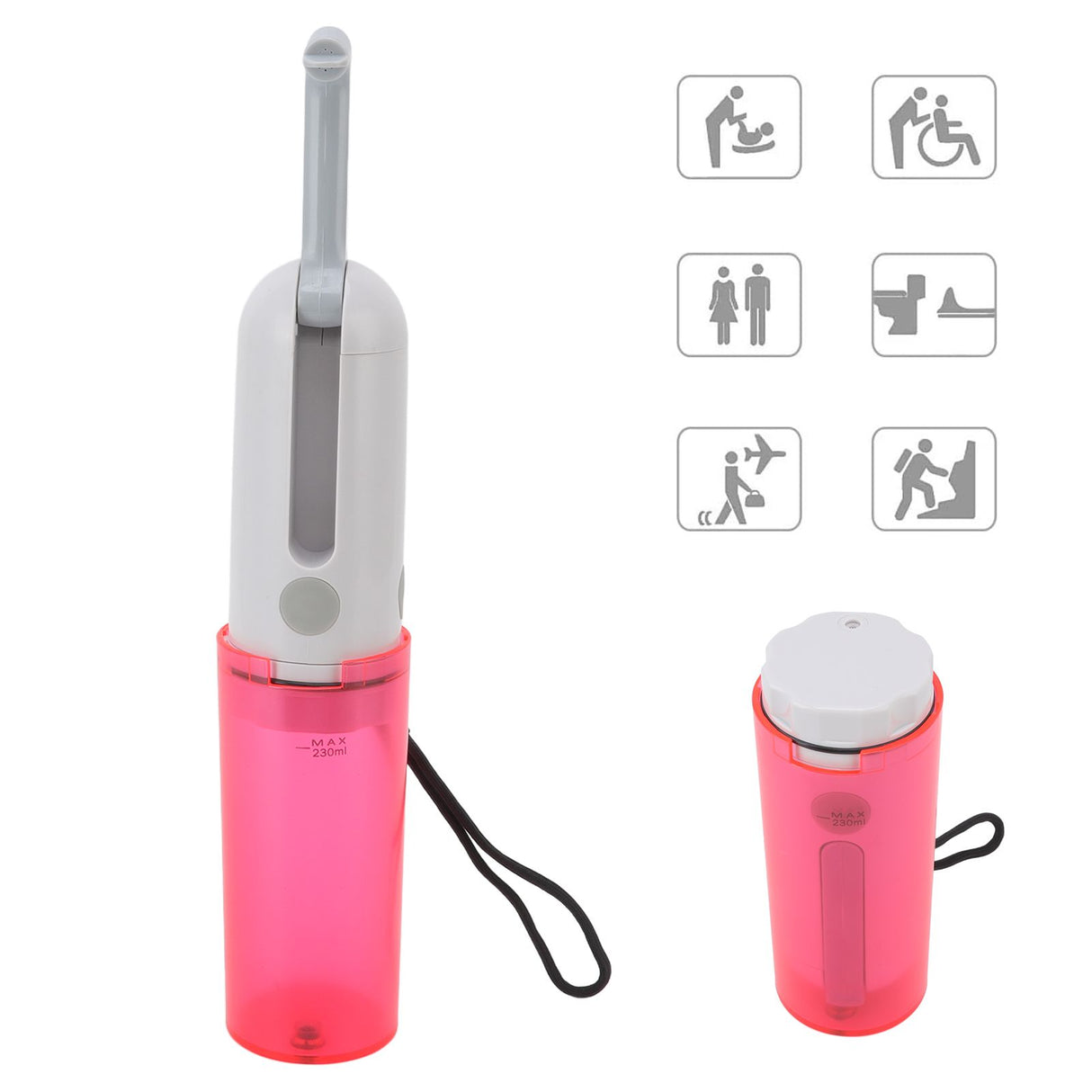 Portable Bidet 230ml USB Rechargeable Efficient Water Saving Simple Operation Portable Bidet Sprayer for Toilet Travel Red Bottle