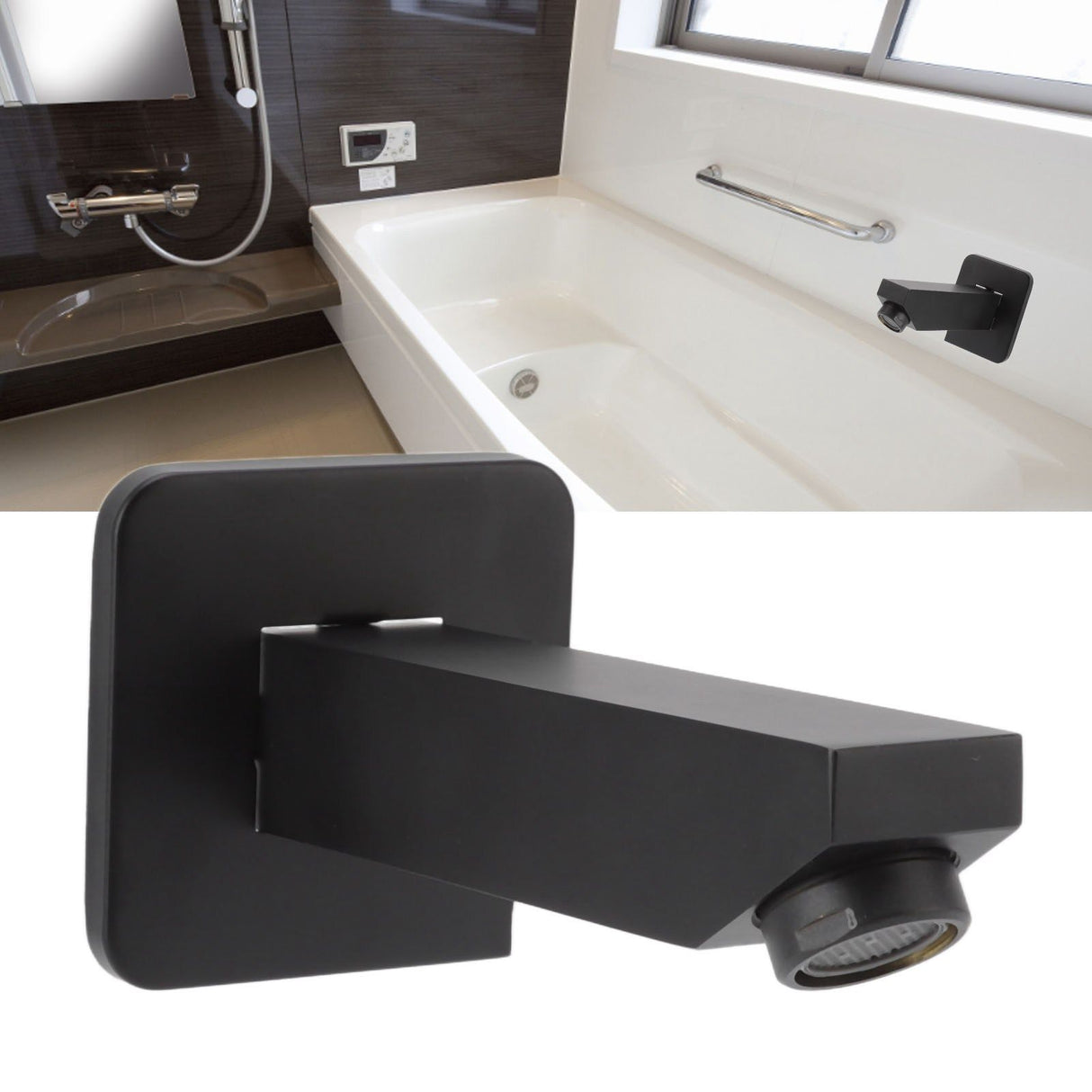 G1/2 Copper Bathtub Faucet Concealed Seamless Bathroom Tub Spout for Bathroom Black