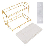 2 Tier Cosmetic Storage Shelf Large Capacity Waterproof Gold Metal Storage Shelf Rack for Bathroom Kitchen Bedroom