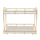 2 Tier Cosmetic Storage Shelf Large Capacity Waterproof Gold Metal Storage Shelf Rack for Bathroom Kitchen Bedroom