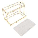 2 Tier Cosmetic Storage Shelf Large Capacity Waterproof Gold Metal Storage Shelf Rack for Bathroom Kitchen Bedroom - Close-Up Angle