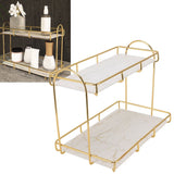2 Tier Cosmetic Storage Shelf Large Capacity Waterproof Gold Metal Storage Shelf Rack for Bathroom Kitchen Bedroom - Extra Image