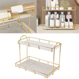 2 Tier Cosmetic Storage Shelf Large Capacity Waterproof Gold Metal Storage Shelf Rack for Bathroom Kitchen Bedroom - Extra Image