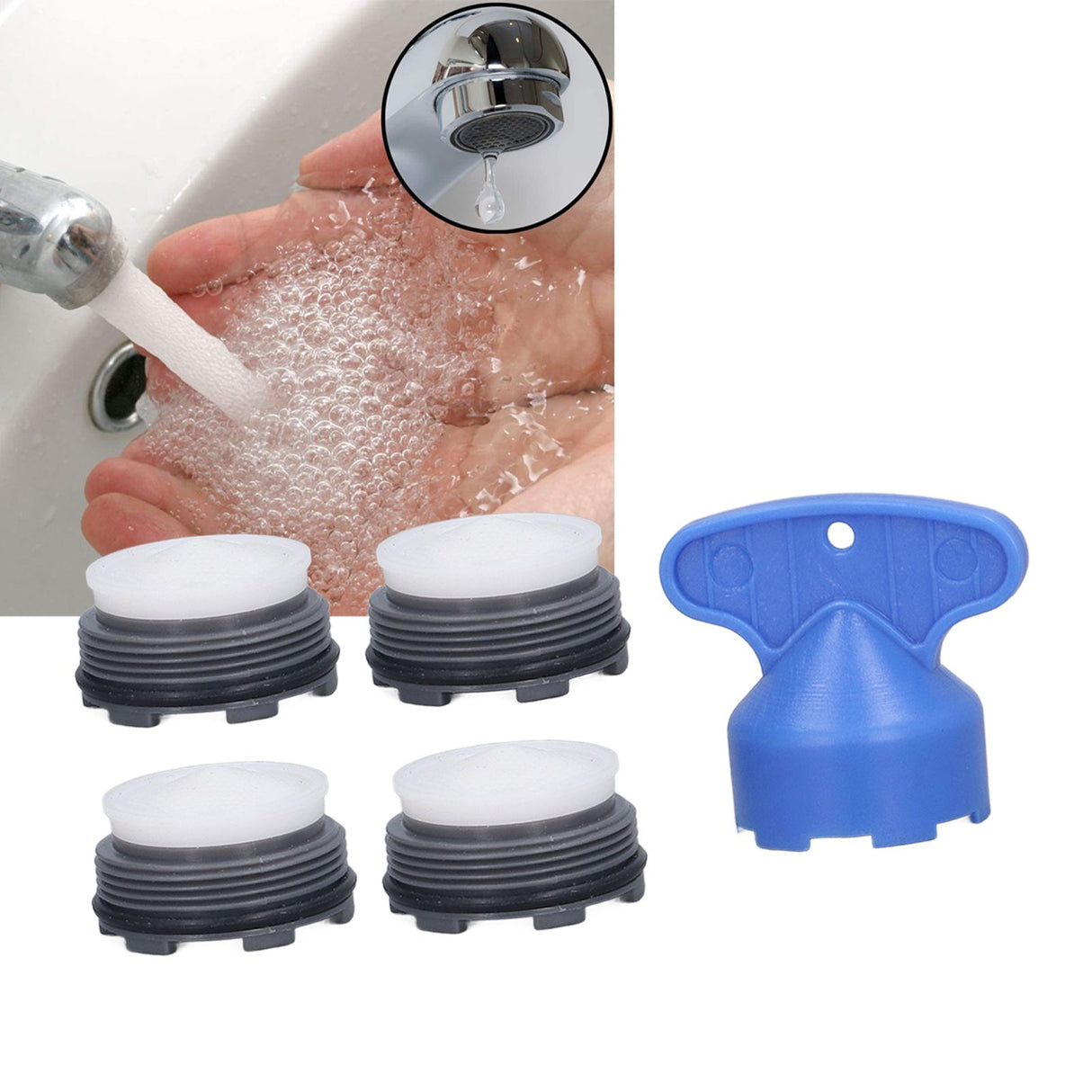 Faucet Aerators Inserted M24mm Faucet Aerators Replacement Parts with Spanner for Bathroom Kitchen Male Thread