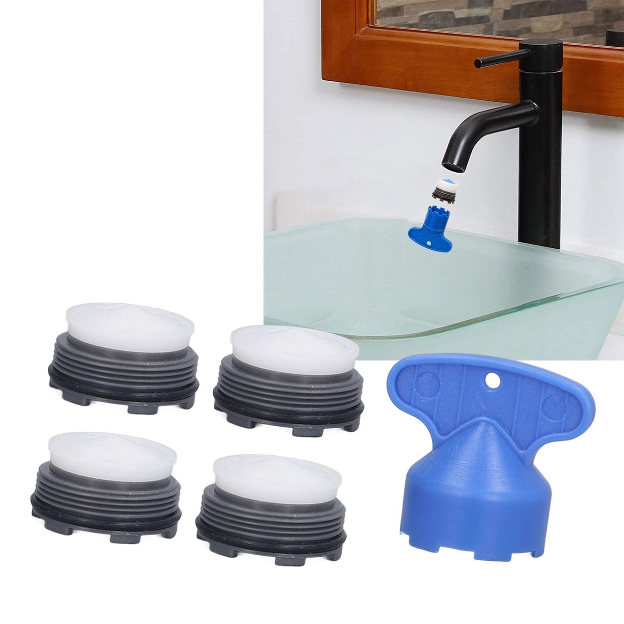 Faucet Aerators Inserted M24mm Faucet Aerators Replacement Parts with Spanner for Bathroom Kitchen Male Thread