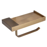 Toilet Paper Holder Phone Shelf Copper Antique Toilet Paper Shelf Gold Toilet Paper Holder with Shelf for Most Paper Rolls Antique Mobile Phone Tissue Holder