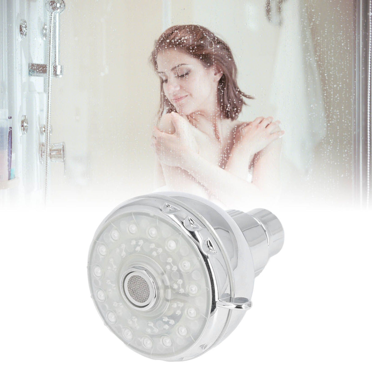LED Shower Head 7 Color Flash Light Automatically Changing Shower Sprayer with G1/2 External Thread for Bathroom