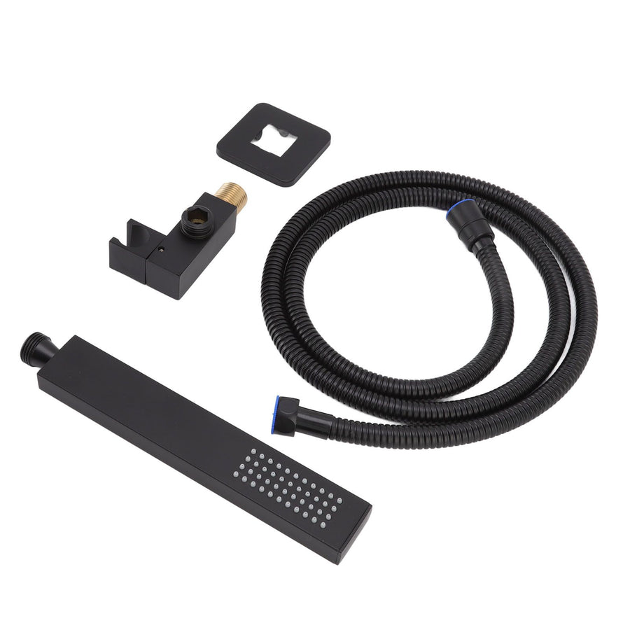 Wall Mounted Shower Set Black High Pressure Shower Head with G1/2 Caliber for Bathroom