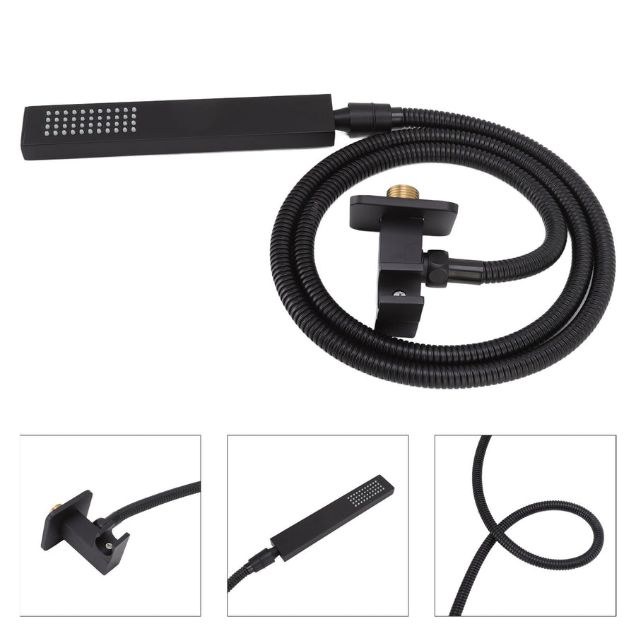 Wall Mounted Shower Set Black High Pressure Shower Head with G1/2 Caliber for Bathroom
