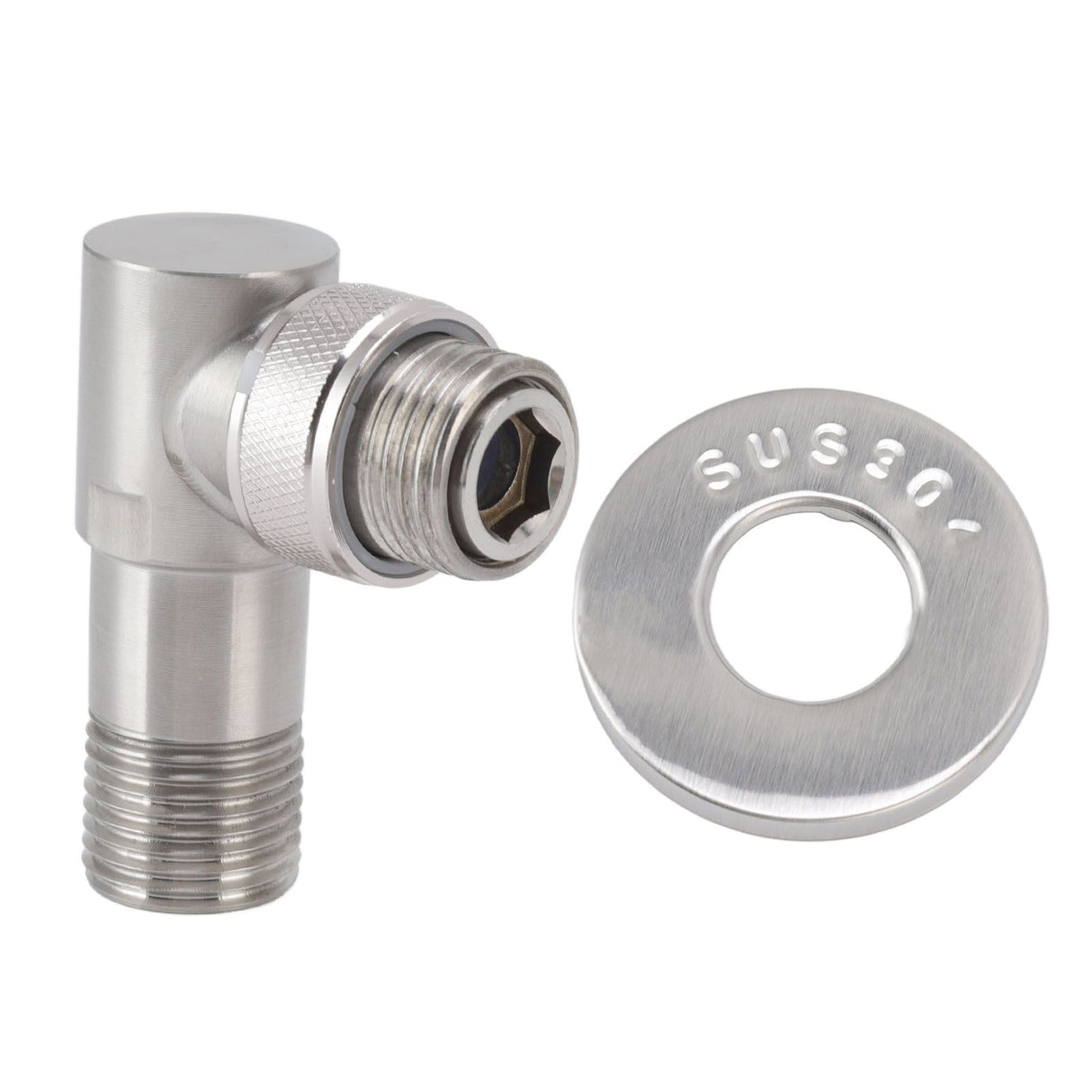Angle Stop Valve Male G1/2 304 Stainless Steel 1 in 2 Out Integrated Design Automatic Water Stop Valve for Toilet On Off Integrated Angle Valve
