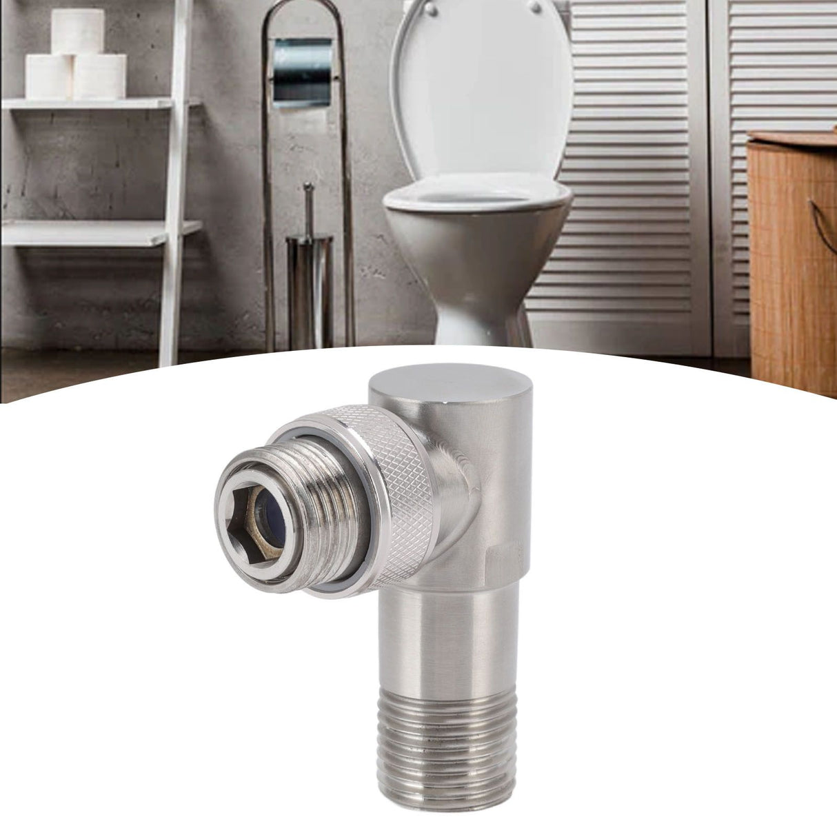Angle Stop Valve Male G1/2 304 Stainless Steel 1 in 2 Out Integrated Design Automatic Water Stop Valve for Toilet On Off Integrated Angle Valve