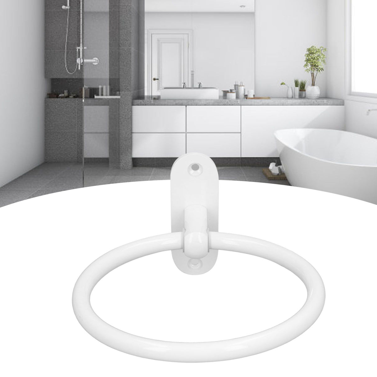 Bathroom Towel Holder Aluminium Alloy Space Saving White Elegant Style Washroom Hand Towel Rings for Hotel