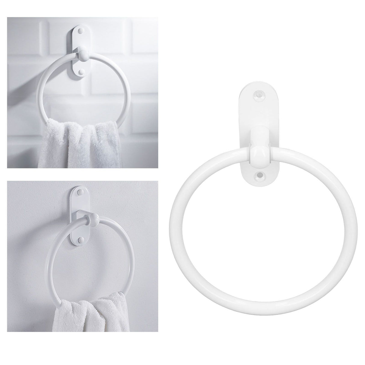 Bathroom Towel Holder Aluminium Alloy Space Saving White Elegant Style Washroom Hand Towel Rings for Hotel