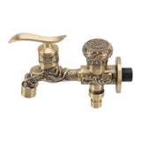 Water Tap 2 Handles 1 Hole Oil Rub Antique Dragon Carved Brass Faucet for Bathroom Sink Countertop Mounted Basin