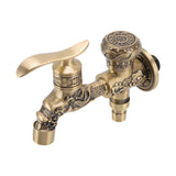 Water Tap 2 Handles 1 Hole Oil Rub Antique Dragon Carved Brass Faucet for Bathroom Sink Countertop Mounted Basin