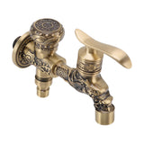 Water Tap 2 Handles 1 Hole Oil Rub Antique Dragon Carved Brass Faucet for Bathroom Sink Countertop Mounted Basin - Low Angle