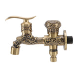 Water Tap 2 Handles 1 Hole Oil Rub Antique Dragon Carved Brass Faucet for Bathroom Sink Countertop Mounted Basin - Extra Image