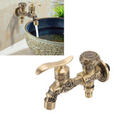 Water Tap 2 Handles 1 Hole Oil Rub Antique Dragon Carved Brass Faucet for Bathroom Sink Countertop Mounted Basin - Extra Image