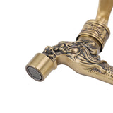 Water Tap 2 Handles 1 Hole Oil Rub Antique Dragon Carved Brass Faucet for Bathroom Sink Countertop Mounted Basin - Extra Image