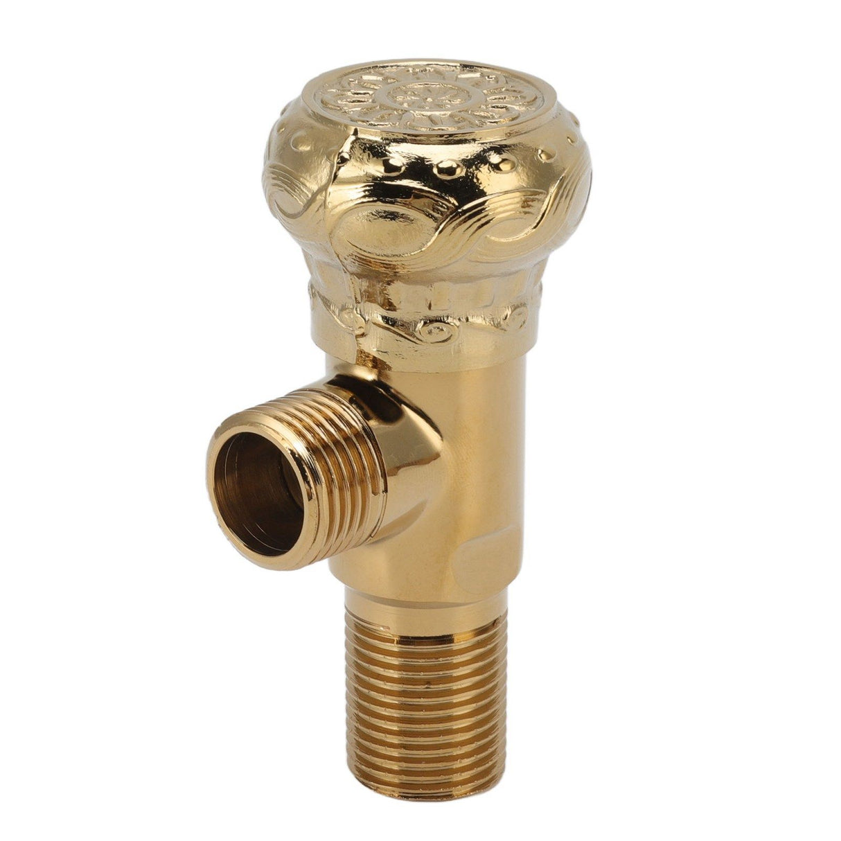 Angle Stop Valve Gold Antique Full Copper Carving Thicken Cold Hot Faucet Water Stop Valve for Bathroom Kitchen