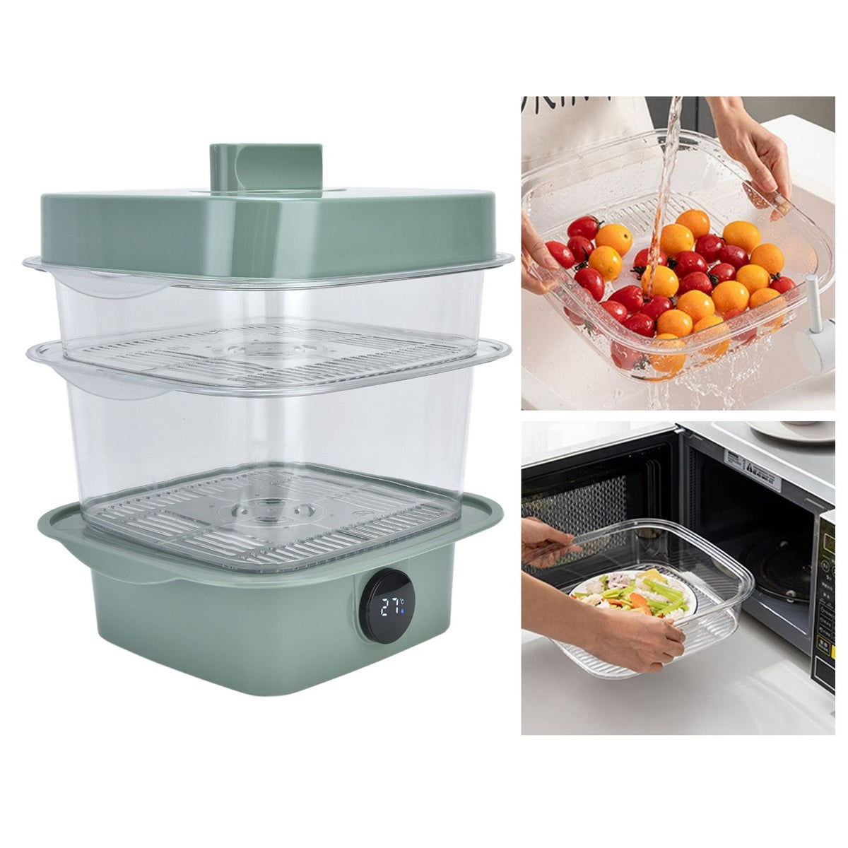 4Pcs/Set Multilayer Food Insulation Cover Transparent Leftovers Dust Cover with Temperature Panel