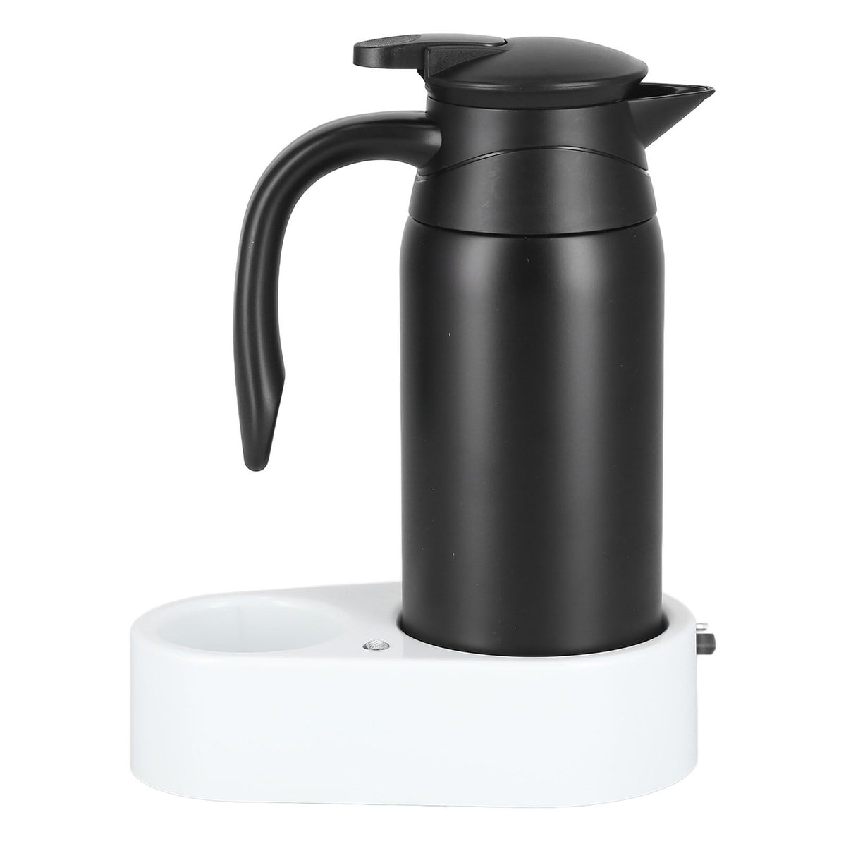800ml Portable Electric Car Kettles Car Water Dispenser with White Base Silicone Sealing Ring Cover for Travel Boil WaterBlack