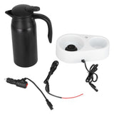 800ml Portable Electric Car Kettles Car Water Dispenser with White Base Silicone Sealing Ring Cover for Travel Boil WaterBlack