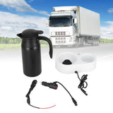 800ml Portable Electric Car Kettles Car Water Dispenser with White Base Silicone Sealing Ring Cover for Travel Boil WaterBlack - Extra Image