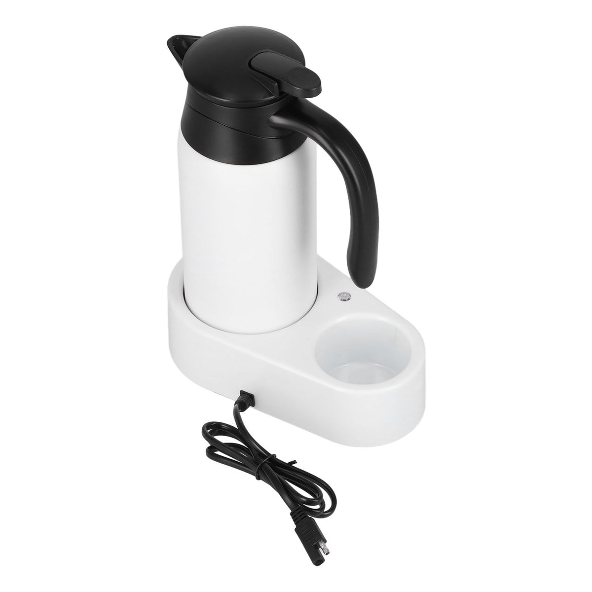 800ml Portable Electric Car Kettles Car Water Dispenser with White Base Silicone Sealing Ring Cover for Travel Boil WaterWhite