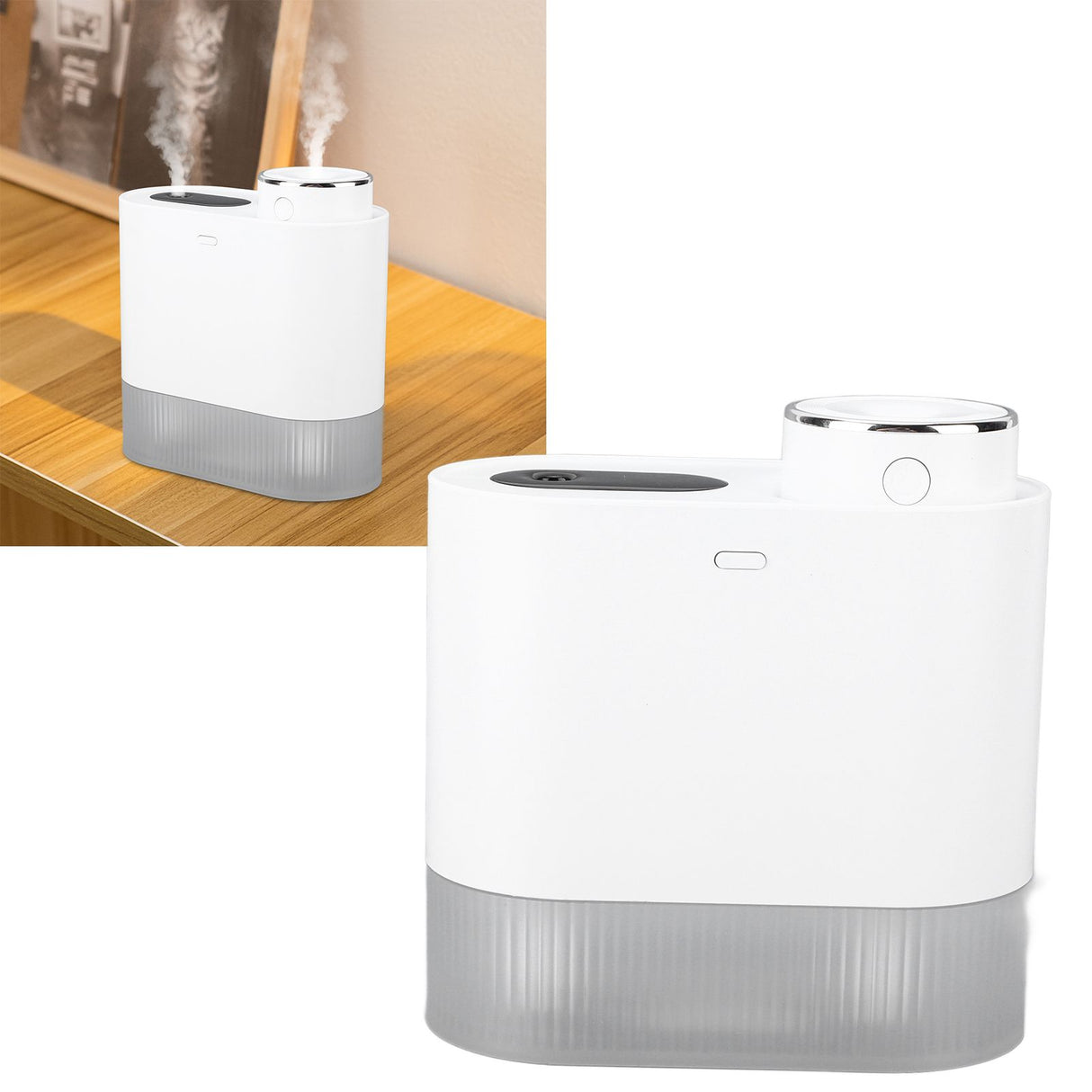 450ml Mini USB Humidifier High Capacity Double Spray Humidifier with Light for Bedroom OfficeWhite