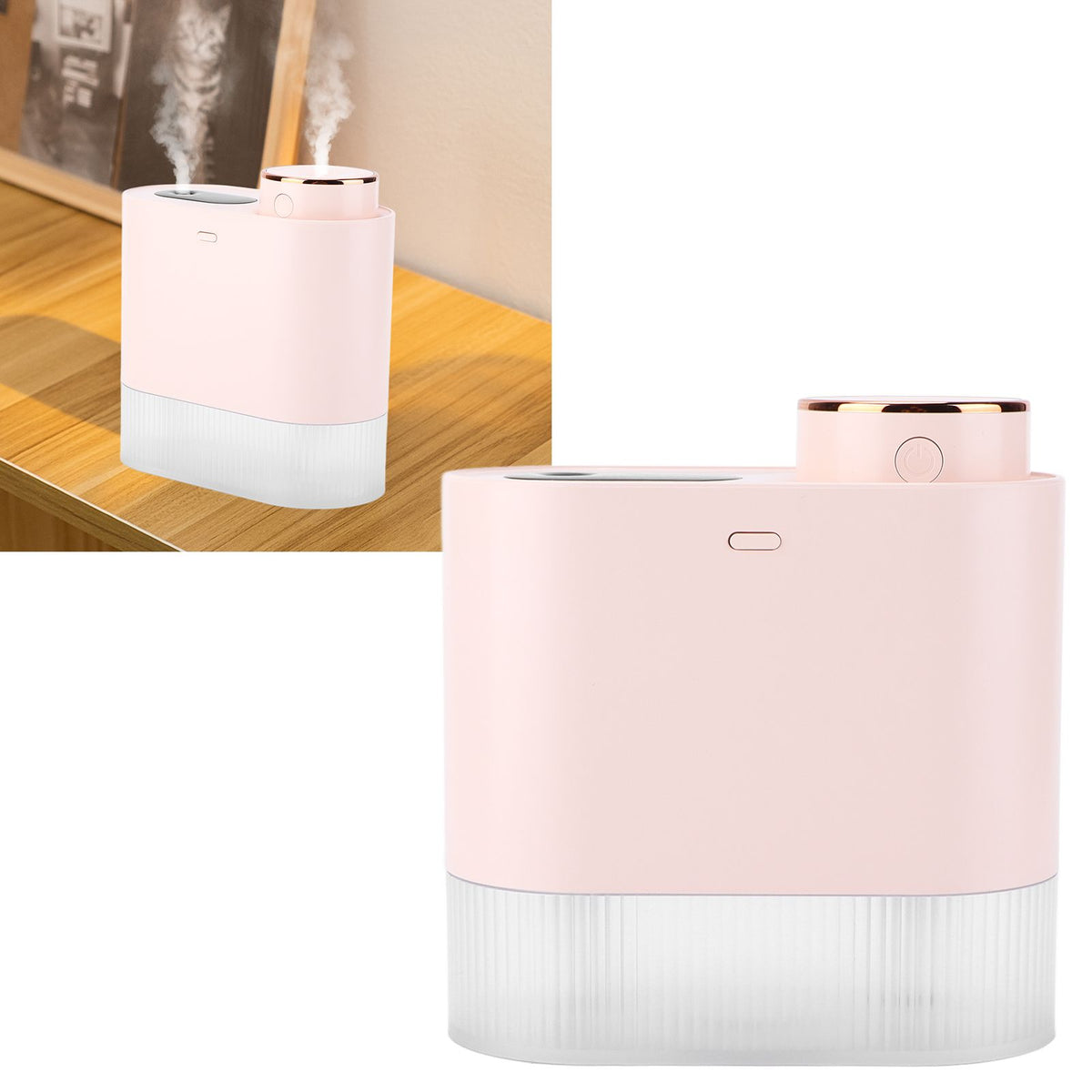 450ml Mini USB Humidifier High Capacity Double Spray Humidifier with Light for Bedroom OfficePink