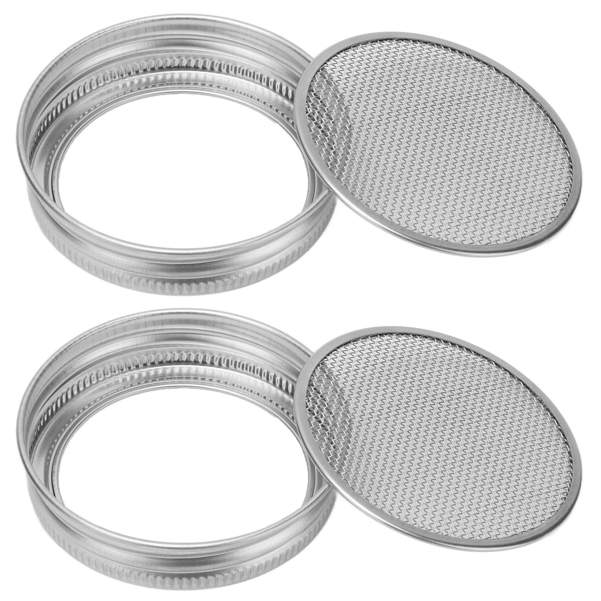 2Pcs Seed Sprouting Jar Filter Lids Stainless Steel Germination Accessory for Regular Mouth Jars70mm / 2.8in